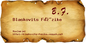 Blaskovits Füzike névjegykártya